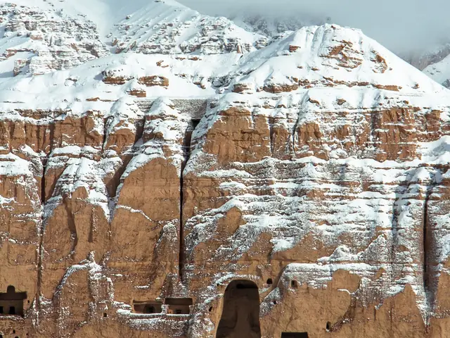 A Buddha niche in the snowy cliffs of Bamyan