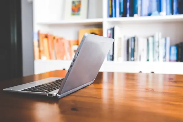 An open laptop on a desk