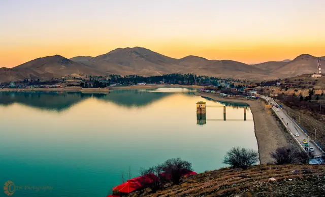 Qargha lake at sunset
